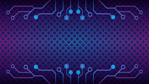 Cyberpunk Circuit With Diamond Geometric Pattern. Electronic Tree Shape Vec.. Stock Illustration