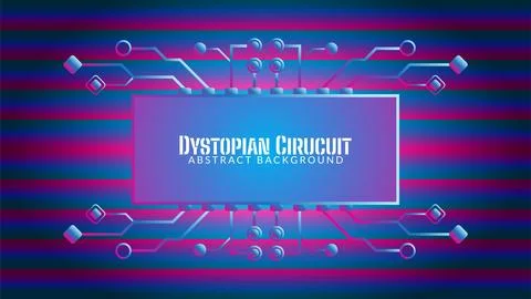 Cyberpunk Circuit in Gradient Bar Pattern. Dystopian Electronic Tree with R.. Stock Illustration