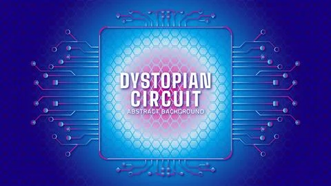 Cyberpunk Circuit With Hexagonal Geometric Pattern. Electronic Tree Shape w.. Stock Illustration