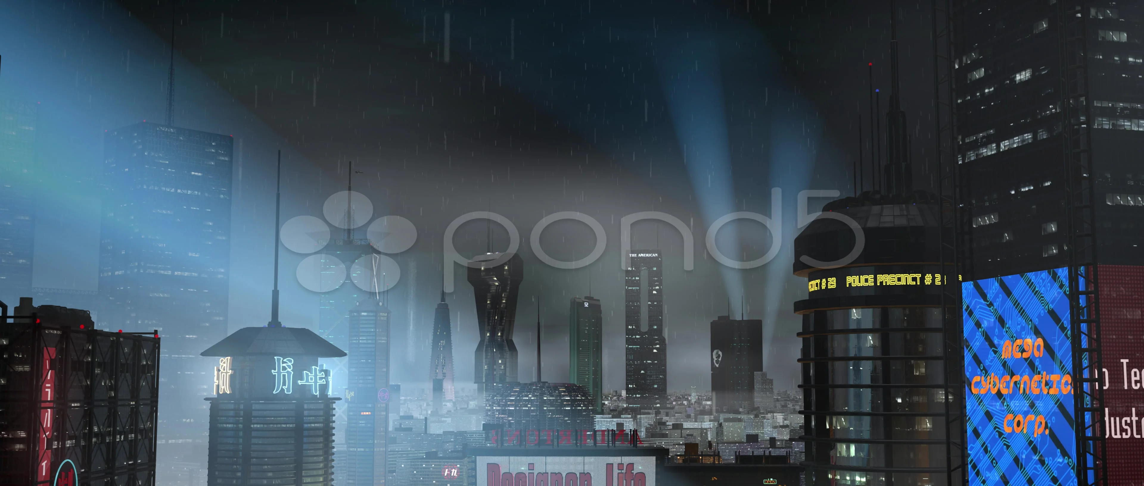 Beautiful Cyberpunk Cityscape, Glitchy Animation style, Cyberpunk Wallpaper/Background, Stock Illustration