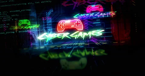 Cyberpunk city style intro with esport cyber games club loop intro Stock Footage