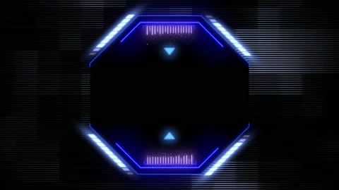 Cyberpunk computer screen with neon HUD elements Stock Footage 233399803