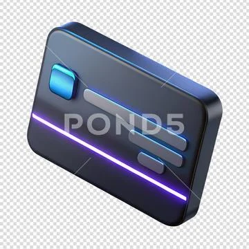 Cyberpunk credit card 3d render, holographic metal finish Modello PSD