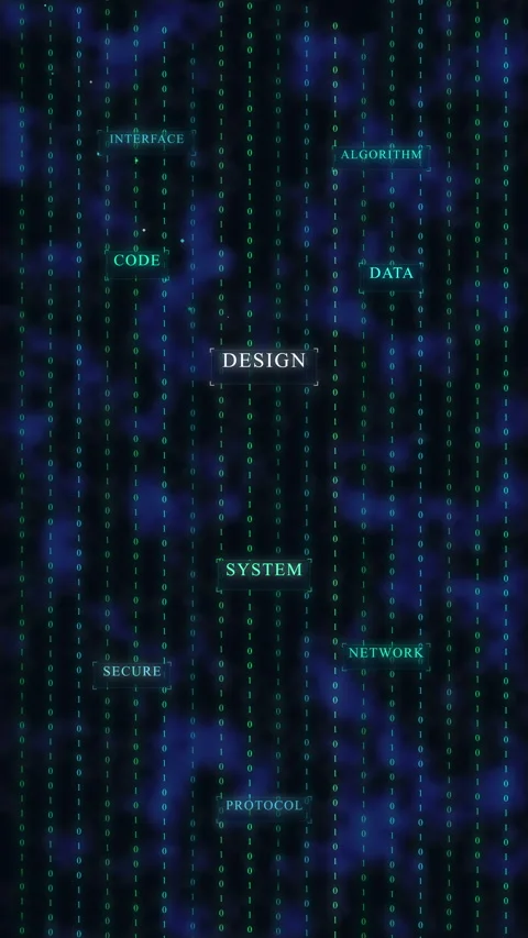 Cyberpunk data stream motion graphic loop Stock Footage 347050705