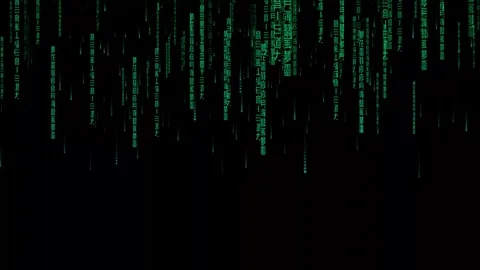 Cyberpunk Digital Matrix Green Binary Code Falling Futuristic Abstract Anim.. Stock Footage 304423097