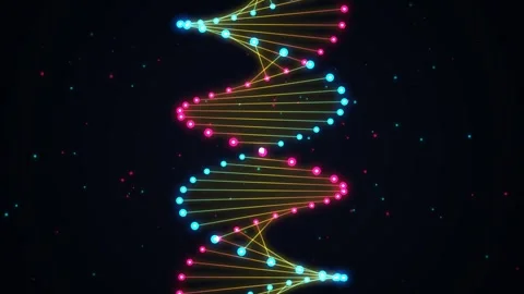 Cyberpunk DNA Helix Structure Particle Loop 4K Stock Footage 342388371