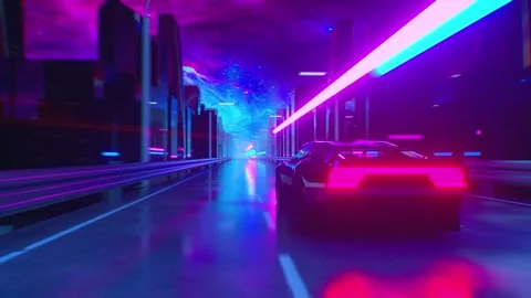 Cyberpunk Driving Highway Loop 動画素材 292292065