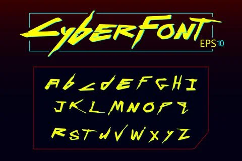 Cyberpunk font. Illustrazione stock