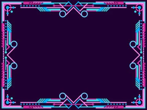 Cyberpunk frame. Linear border in futuristic cyberpunk and virtual reality .. 스톡 일러스트