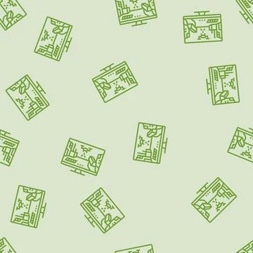 Cyberpunk game line seamless pattern Stock Illustration