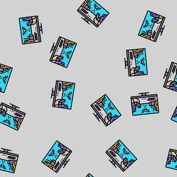 Cyberpunk game vector seamless pattern Stock Illustration