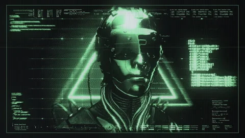 Cyberpunk Glitching Data Screen Stock Footage 263137259