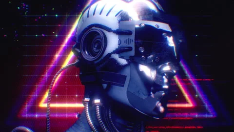 Cyberpunk with Glitching Data Screen Stock Footage 263333601