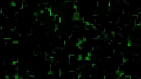 Cyberpunk Green Tech Block Mosaic Pattern Motion Graphic Stock Footage 344981237