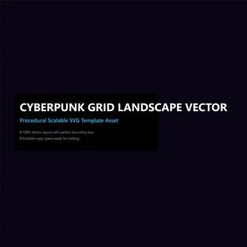 Cyberpunk Grid Landscape Vector Procedural Scalable Graphic Template Asset Stock Illustration