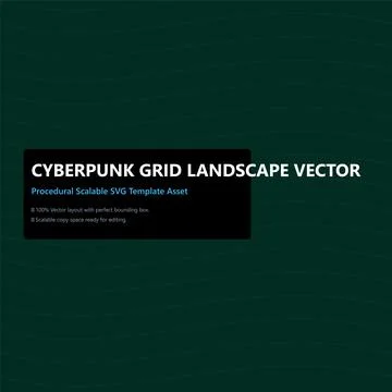 Cyberpunk grid landscape vector procedural scalable template asset with typ.. Stock Illustration
