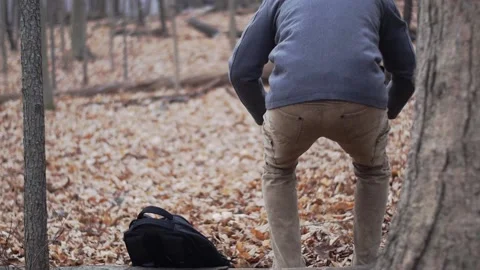 Cyberpunk hacker in the forest Stock Footage 230586159