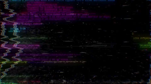 Cyberpunk Hacking Screen with Corrupted Code and Glitch Effect Vidéo 337731629