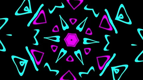 Cyberpunk hexagonal tunnel motion background with neon geometric symmetry effect Stock Footage 336014217