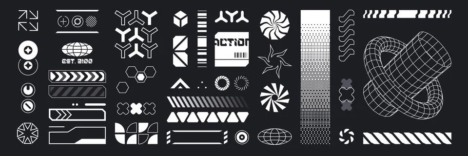 Cyberpunk hud interface elements Stock Illustration