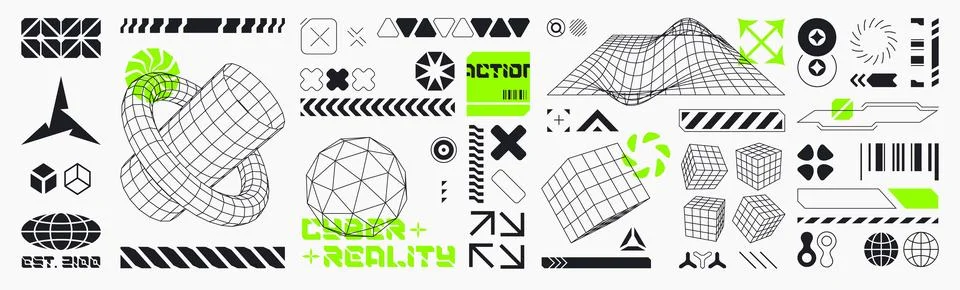 Cyberpunk hud interface elements Illustrazione stock