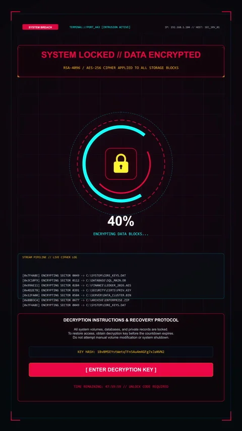 Cyberpunk hud loop showing system lock data encrypted status animation Stock Footage 346643618