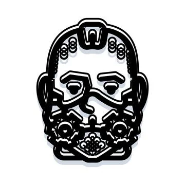 Cyberpunk human face wearing protective mask illustration Stock Illustration