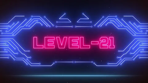 Cyberpunk Level 21 VR Screen for Cosmic Missions &amp; Arcade Overlays Stock Footage 327631243
