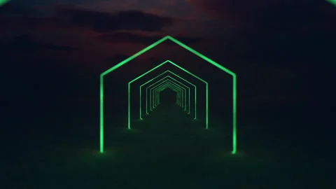 Cyberpunk light in the desolate desert Stock Footage 278011139