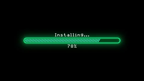 Cyberpunk Loading Bar Glitch Effect Animation 0 To 100 Black Screen 4K Stockbeeldmateriaal 340920159