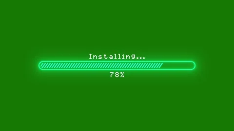 Cyberpunk Loading Bar Glitch Effect Animation 0 To 100 Green Screen 4K Stockbeeldmateriaal 340920163