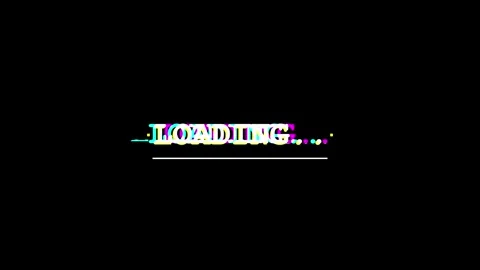 Cyberpunk loading screen with digital glitch effect and neon progress bar on Stock Footage 346532348