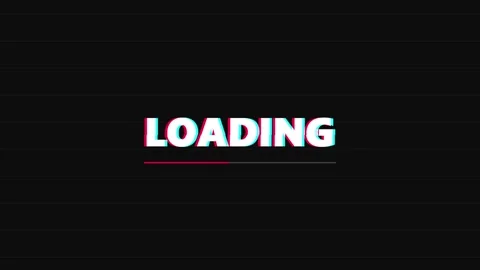 Cyberpunk loading screen with digital glitch effect and progress bar on dark Stock Footage 346532349