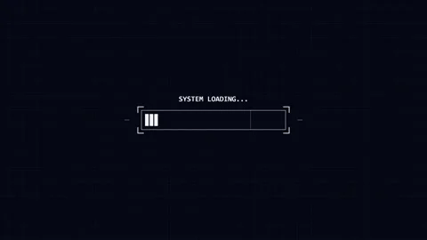 Cyberpunk loading screen with futuristic neon digital progress bar and glitch Video stock 345585432
