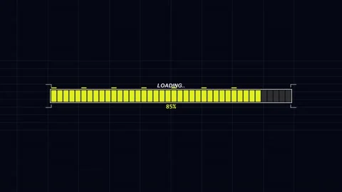 Cyberpunk loading screen with neon glitch effects and futuristic progress bar Stock Footage 345585420