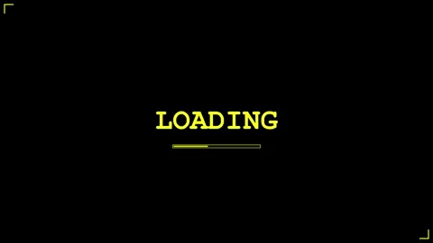Cyberpunk loading screen with neon glitch effect and digital progress bar for Stock Footage 346532357