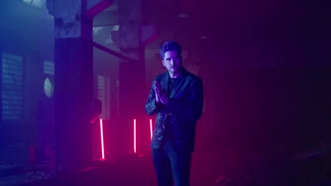 Cyberpunk -  Male Model posing in a Lost Place 動画素材 281293813