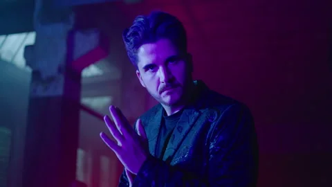 Cyberpunk -  Male Model posing in a Lost Place Stock Footage 281294059