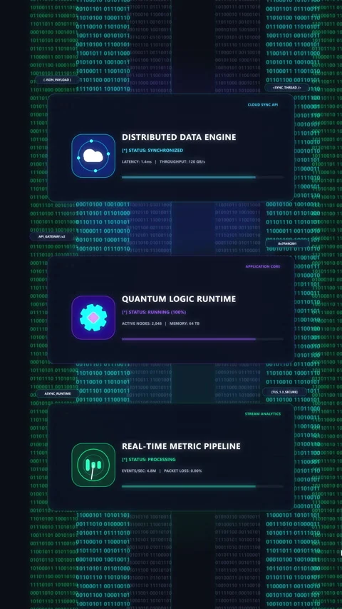 Cyberpunk matrix interface HUD motion graphic loop video 스톡 동영상 346546698