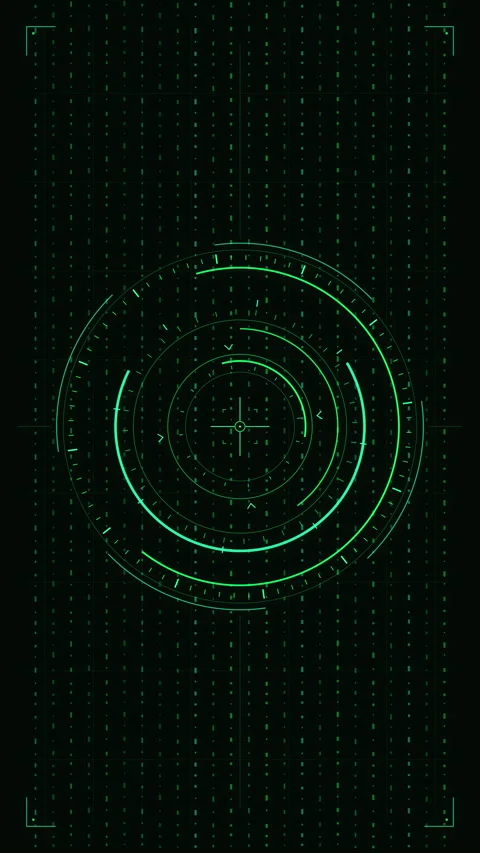 Cyberpunk matrix loop hud sci-fi glowing green tech data animation Stock Footage 346546714