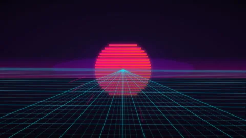 Cyberpunk Neon Grid Highway Background Seamless Loop 4K Stock Footage 340067422