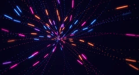 Cyberpunk Neon Light Rays Starburst Radial Lines Dark Background VJ Loop Stock Footage 341644556