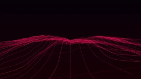 Cyberpunk Neon Red Wireframe Grid Wave Background Loop Stock Footage 342248609