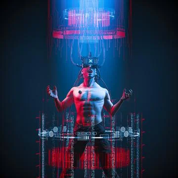 Cyberpunk overload man 스톡 일러스트