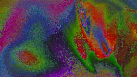 Cyberpunk pattern light leak holographic background. Stock Footage 112152556