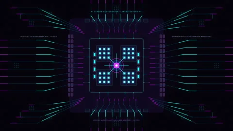 Cyberpunk pixel art grid loop, futuristic retro animation Stock Footage 347245215
