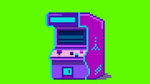 Cyberpunk retro arcade machine game pixe... | Stock Video | Pond5