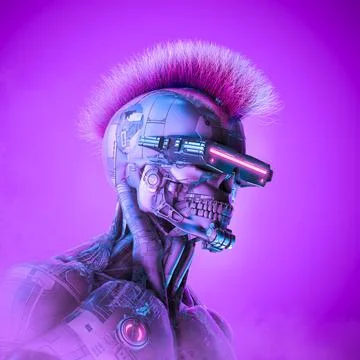 Cyberpunk robot criminal hacker Illustrazione stock