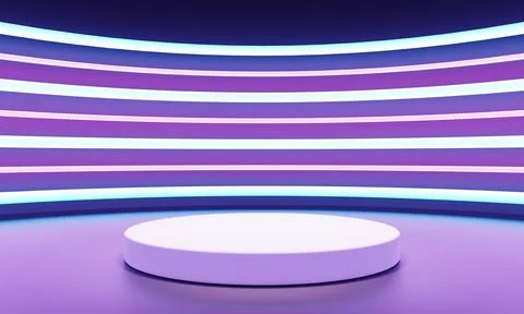 Cyberpunk sci-fi product podium showcase with blue purple and pink backgrou.. Stock Illustration