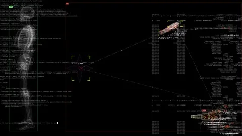 Cyberpunk security system. Object and weapon recognition. Video stock 318586657